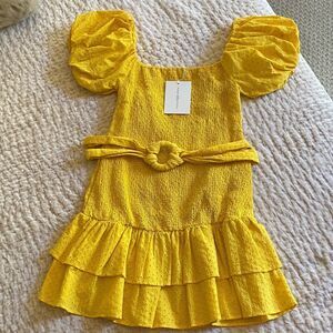 Yellow Women’s Dress with Ruffle Sleeves